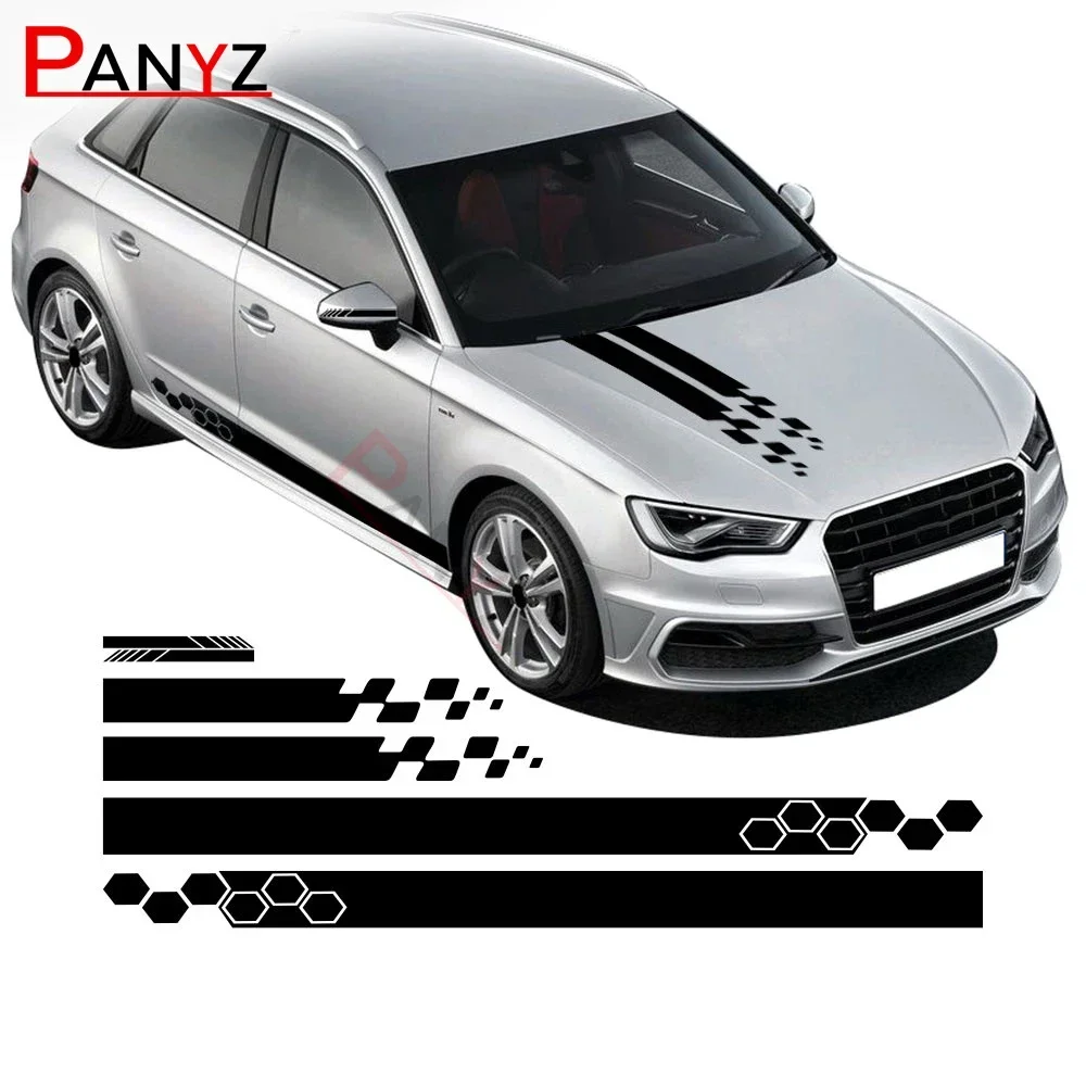 

5 шт. универсальный автомобильный Стайлинг, боковые юбки, капот, зеркала заднего вида, декоративные авто кузовные гоночные спортивные наклейки, автомобильная наклейка в полоску «сделай сам»