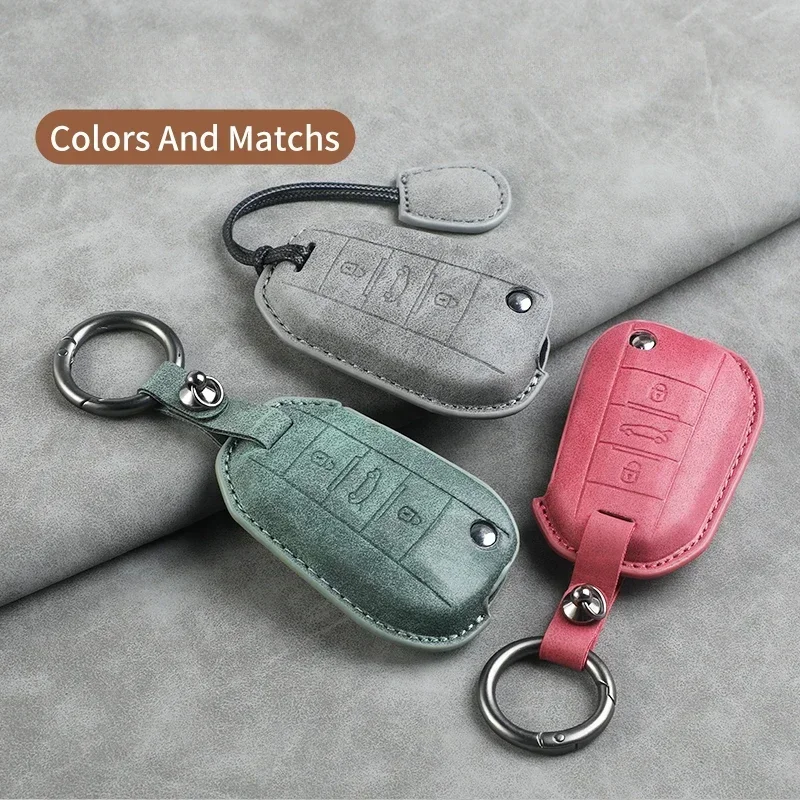 

Leather Car Flip Key Case Cover For Peugeot 208 308 408 508 2008 3008 4008 5008 For Citroen C3 C4 CACTUS C6 C8 Auto Key Shell