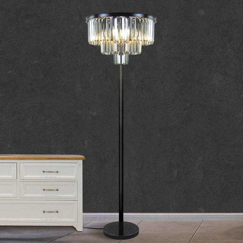 

Modern Light Luxury Glass Rod Black Floor Lamp Living Room Bedroom Study Atmosphere Light Led Indoor Lighting