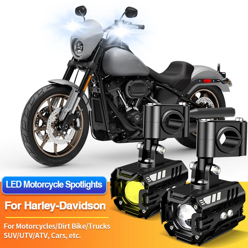 

1/2PC LED Universal Motorcycles Headlight Dual Color Fog Light UTV ATV for Harley-Davidson Breakout/CVO Road Glide/Electra Glide