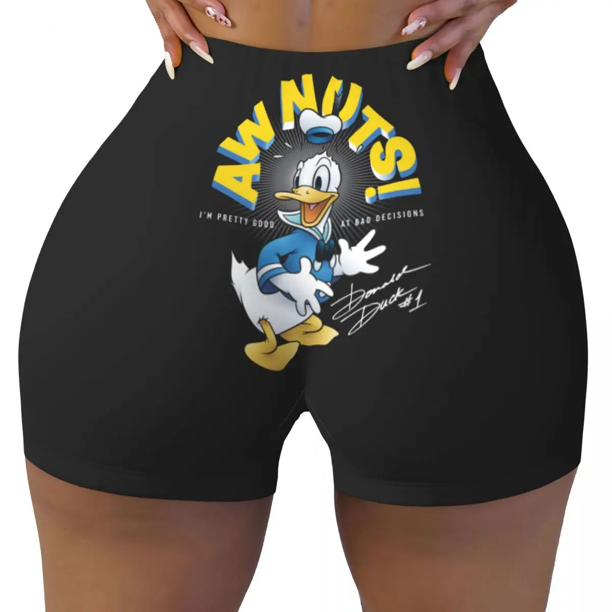 Custom Donald Duck Awnuts! Volleyball Biker Gym Shorts Women Athletic Workout Yoga Shorts