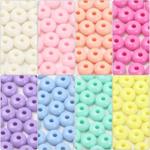 Macaron Color Acrylic Beads Flat Round 4x8mm 100pcs Acrylic Spacer Beads Abacus Beads For Jewelry Making DIY Jewelry Accessories