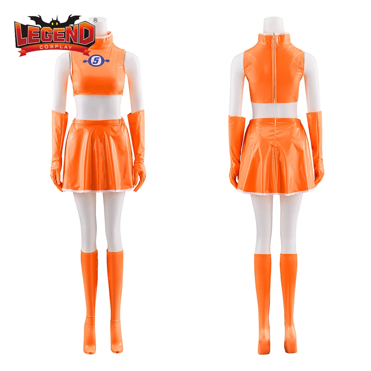 

Space Cosplay Channel Cosplay Orange Unifrom Suit Campus Cheerleading Uniforms Top Skirt Gloves Full Set Halloween Outfit