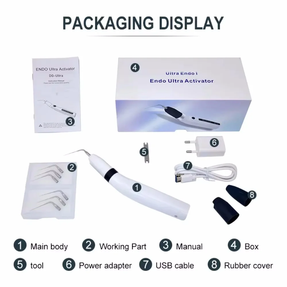 Dental Endo Sonic Scaler - Wireless Ultrasonic Activator for Root Canal Irrigation and LED-Enhanced Tooth Treatment