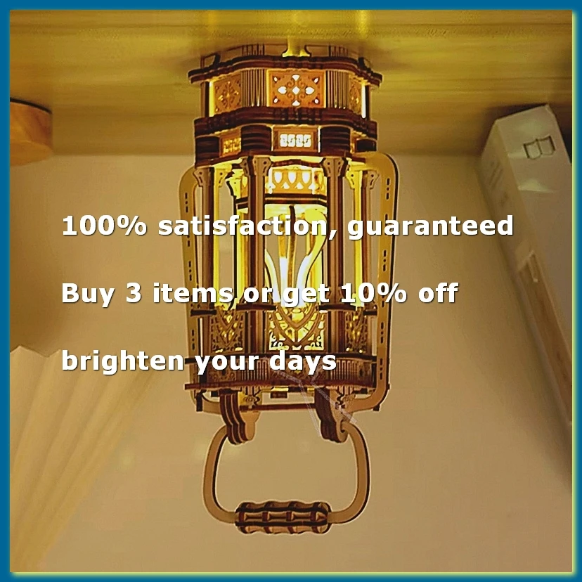 ●3D Wooden Puzzles for Adults Vintage Lantern Model Kits with Light, 3D Wooden Lantern Model Kits to Build for Home-A57M