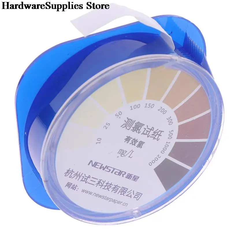 1Roll Chlorine Test Paper Strips Range 10-2000mg/lppm Color Chart Cleaning Water Testing Measuring