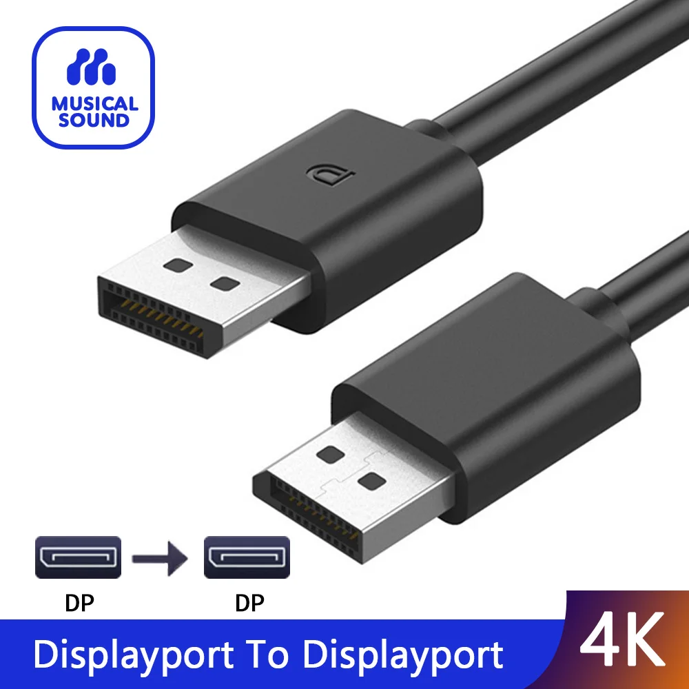 Кабель для разъема DisplayPort-DisplayPort 1,5 м, DP-DP штекер-штекер, позолоченный шнур, совместимый с Lenovo, Dell, HP, ASUS