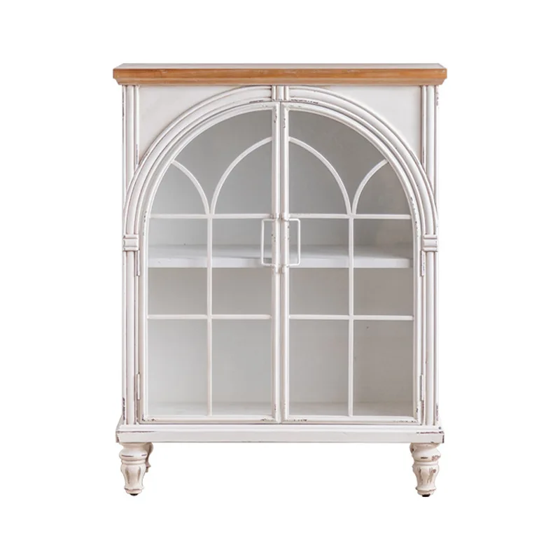 

French light luxury foyer, living room, white sofa side cabinet, decorative dining side cabinet