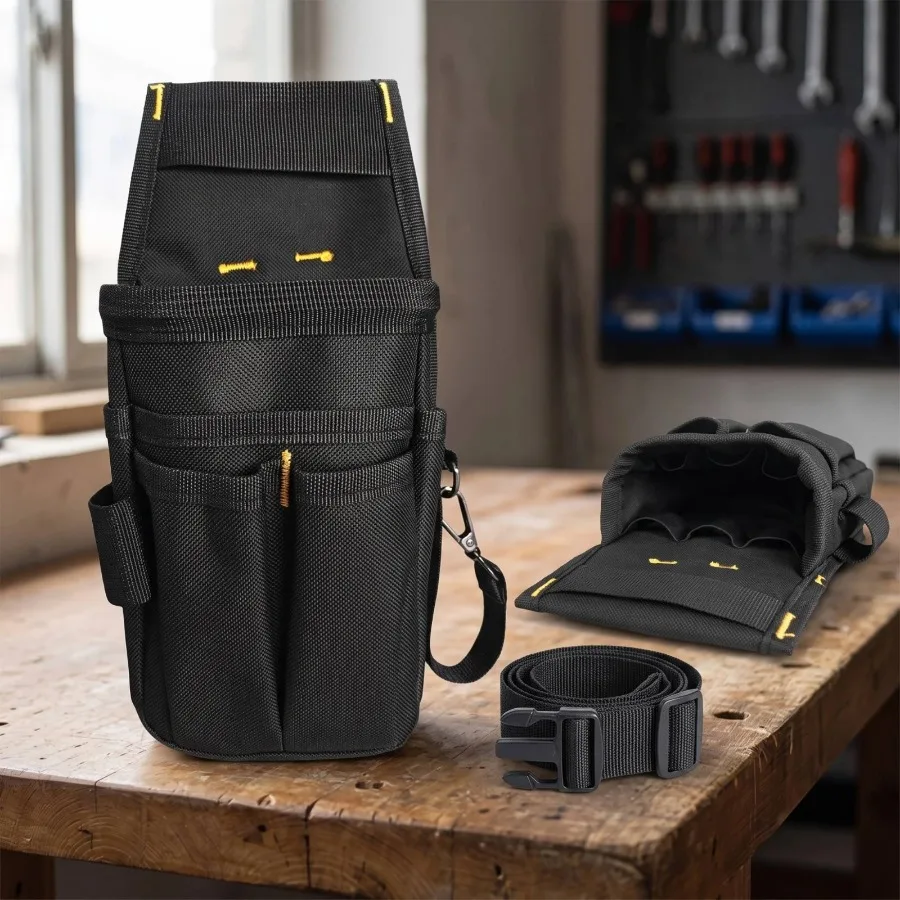 Tool Belt Pouch with Belt, Multi-Pocket Wear-Resistant Organizer, Multifunctional for Electricians Construction, Carpentry & DIY