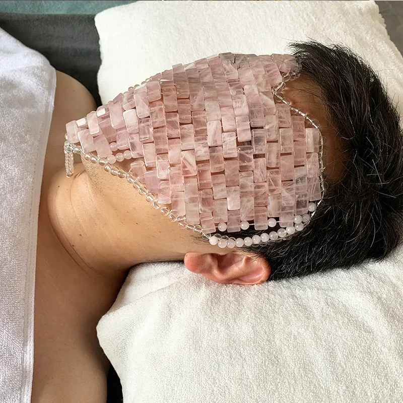 Natural Handmade Luxury Facial Massage Stone Tool Cooling Rose Quartz heart shape Beauty Jade Sleep Face Mask Blindfold