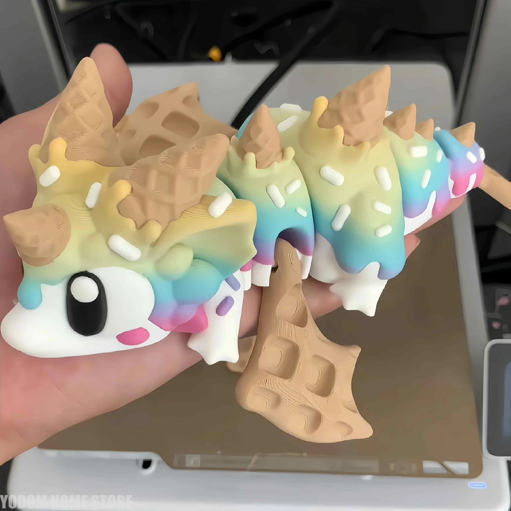3D Printed Blueberry Cheese Waffle Flying Dragon for Home Decoration Accessories Figure Room Decor Kids Gift