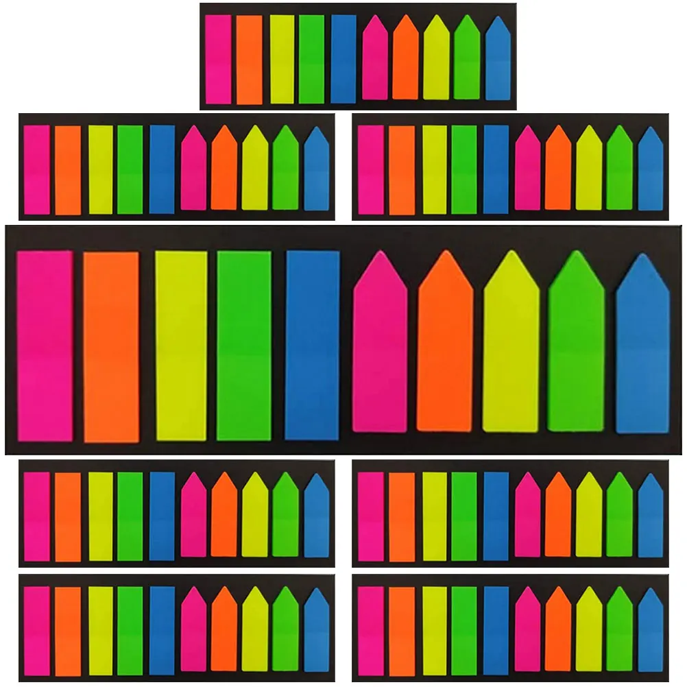 

8Sets Paper Page Marker Sticky Memo Pads Bright Color Page Tabs Removable Adhesive for Books Notebooks Office School
