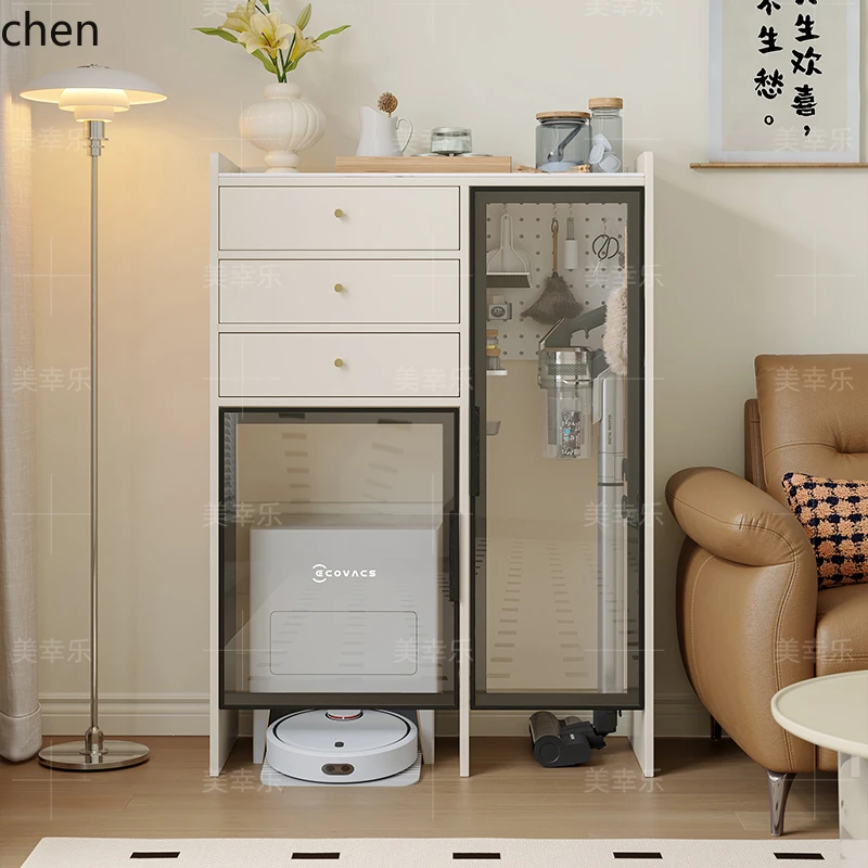 HXL Housekeeping Sweeper Side Storage Base Cabinet Solid Wood Storage Cabinet
