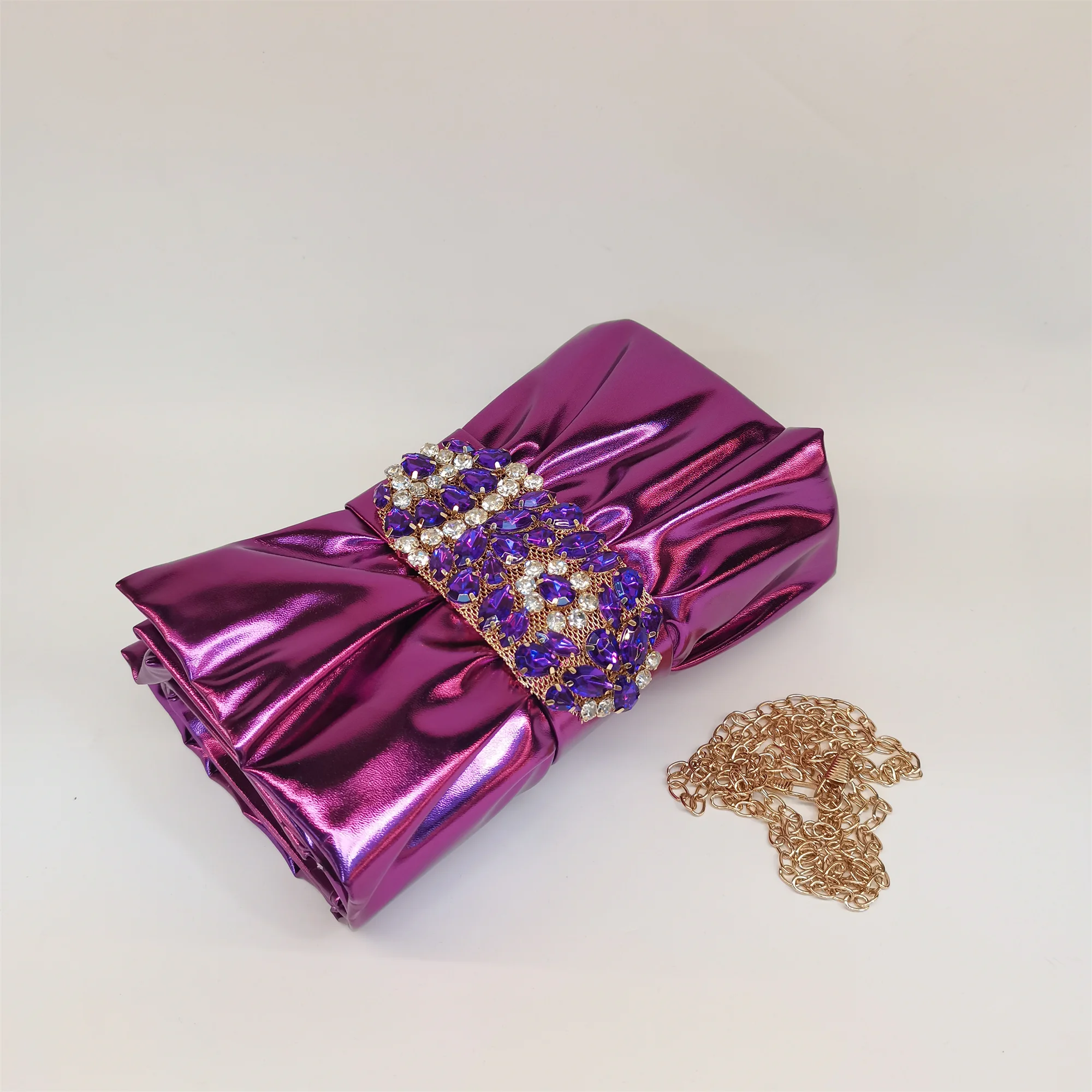 Fashionable Women Wrinkled Rhinestone Clutch Bag Diamond Embedded Evening Bag Crossbody Shoudler Bag Handbag F5-917-5