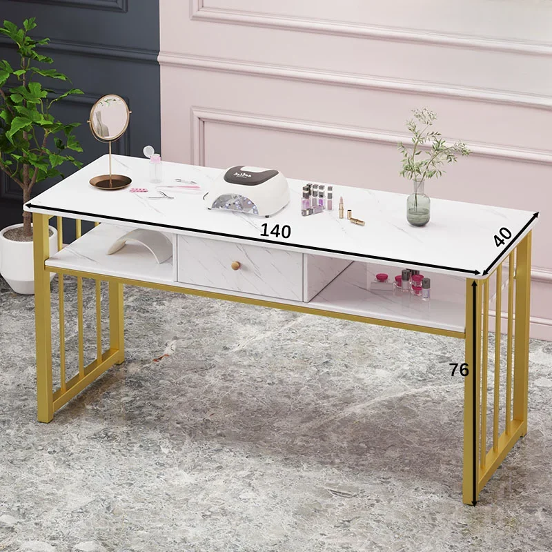 

Nail Salon Equipment Golden Table Folding Nails Tools Furniture Luxury Led Manicure Studio White Professional Cheap Tables Desk