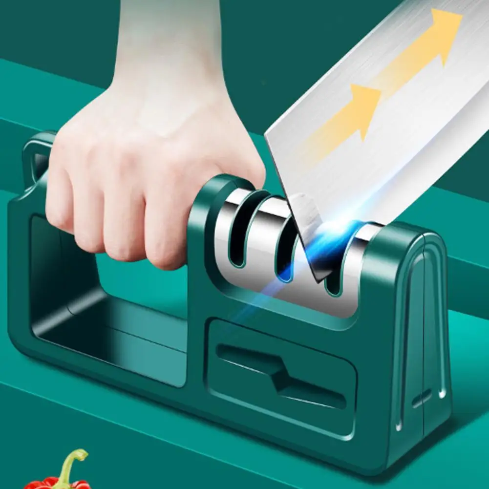 

3-in-1 Chopping tool Sharpener Three-Stage Sharpening System Easy Cleaning Three Stage Quick Sharpener Kitchen Tool
