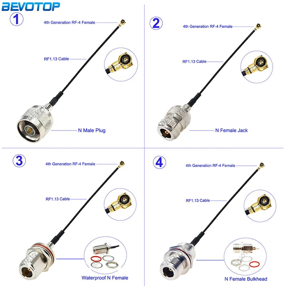 1Pcs RF1.13 N Male/Female to IPX-4 MHF4 Female Jack Connector RF113 Pigtail Coaxial Mini PCI WIFI WLAN Antenna Extension Cable