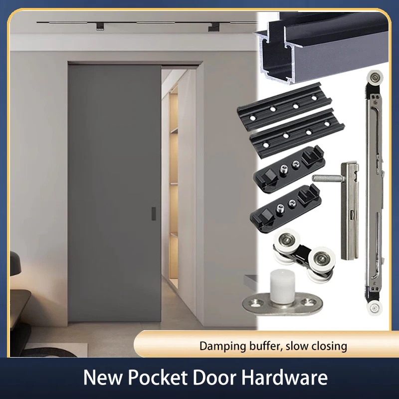 

Hanging Rail Press Pop-Up Pocket Door Bedroom Sliding Bi-Directional Cushion Sliding Door Hidden Track Hardware Fittings