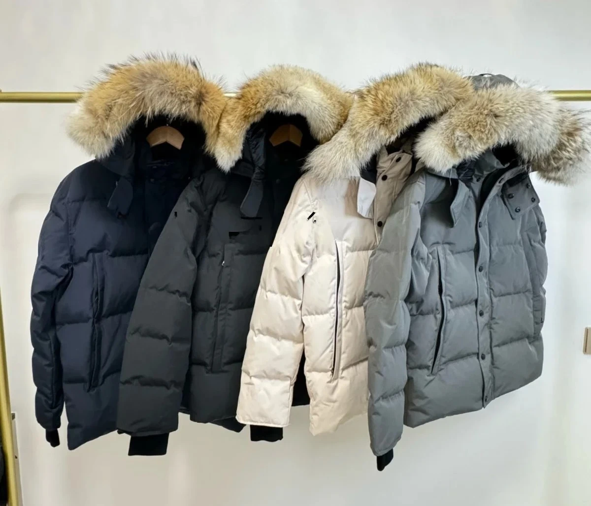 

Parka Jacket with Fur And Badge Thickened Breathable Waterproof Windproof Cold-resistant White Duck down Filling