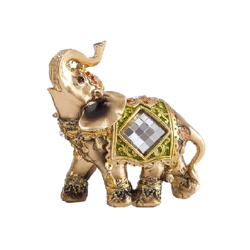 

Thai Ceremonial Elephant Statue Figurine Bring Good Luck Wealth Resin Sculpture