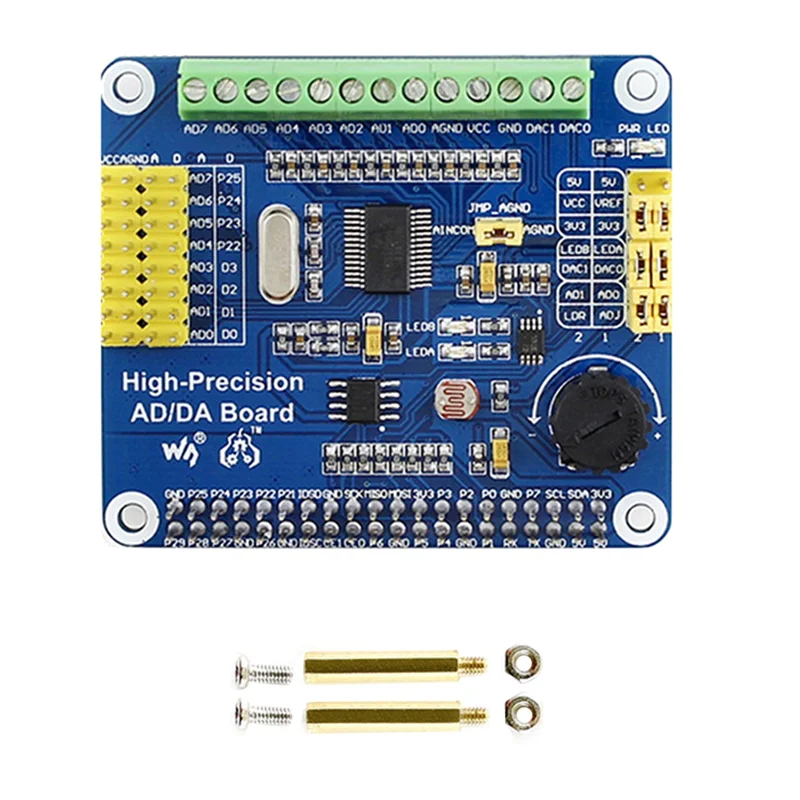 

Optimal High Precision AD/Da Digital Analog Module Expansion Development Board For Raspberry Pi 3B+/4B Onboard DAC8532 ADS1256 D