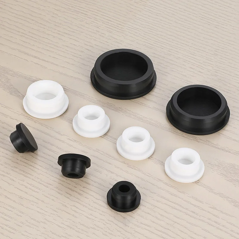 White Silicone Rubber Hole Caps 15-37.6mm T-type Plug Cover Snap-on Gasket Blanking End Cap Seal Stopper waterproof Dust Sealing