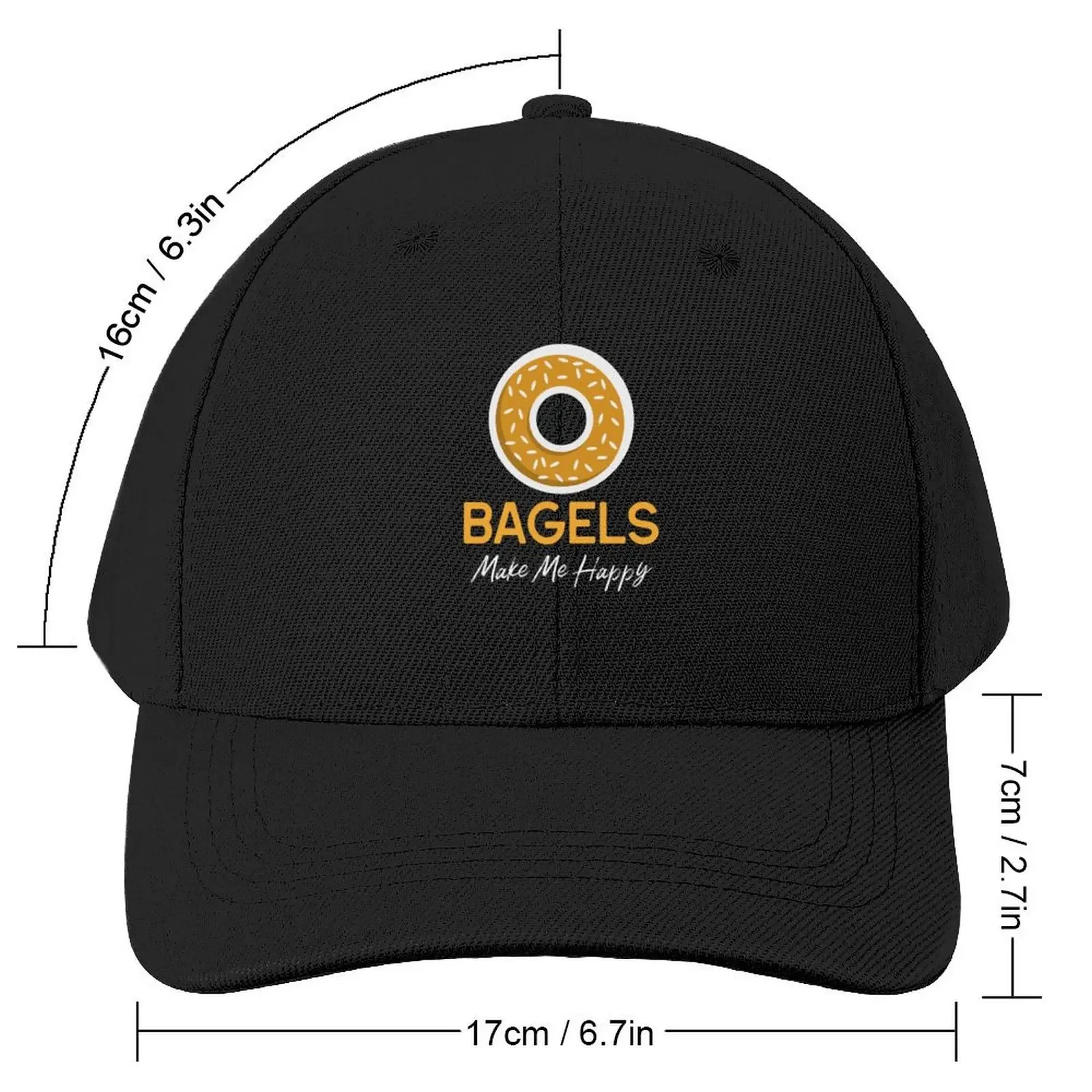 Bagels Make Me Happy - Breakfast Bagel Design Baseball Cap beach hat birthday dad hat Mens Women's