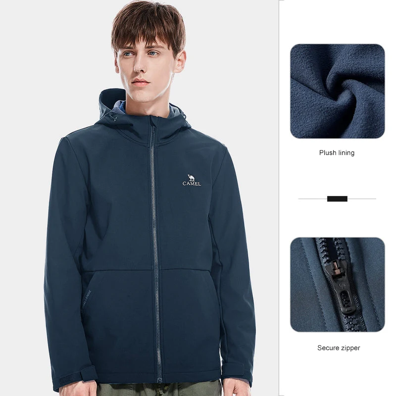 GOLDEN CAMEL Men's Fleece Jackets Casual Tops Windbreaker 2025 Autumn New Thin Lightweight Hooded Jacket for Men Winter Coats image 3