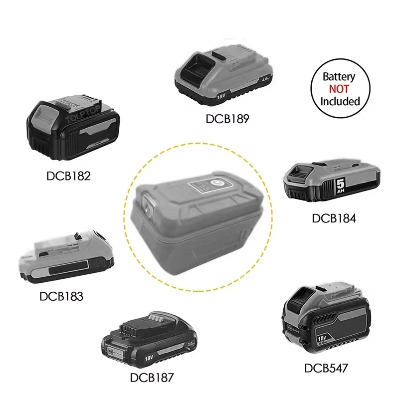 Adaptador de bateria para makita/dewalt 18v 20v li-ion bateria dupla portas de saída usb power bank carregador de telefone com luz de trabalho led