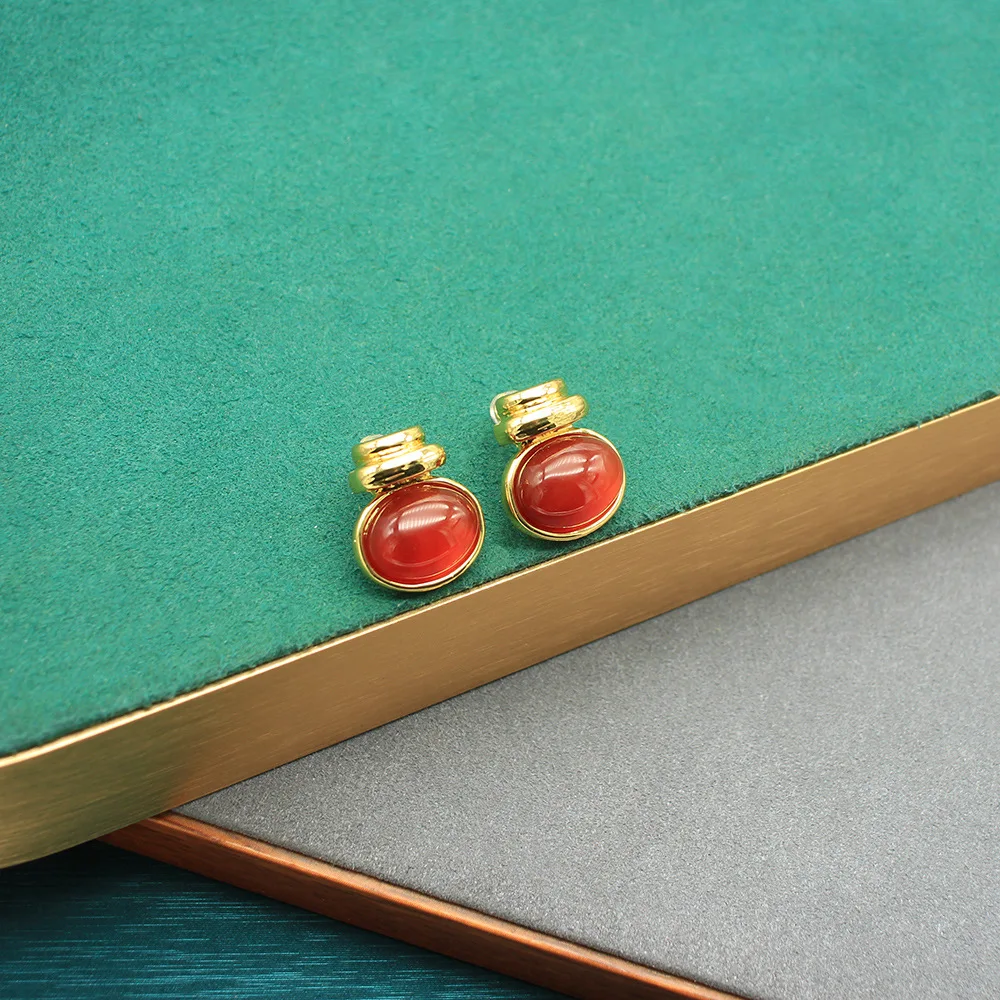 Natural Red Agate Gourd Necklace and Earring Set - Adjustable Necklace with Exquisite Stud Earrings view 4