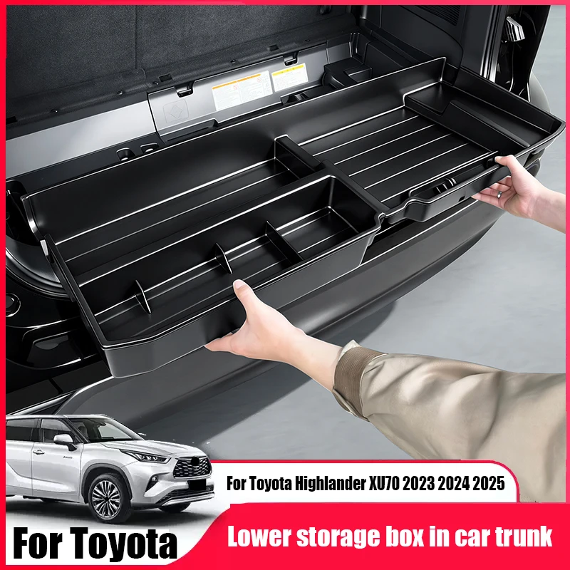 Lower storage box in car trunk made of ABS material for interior storage items For Toyota Highlander XU70 2022 2023 2024