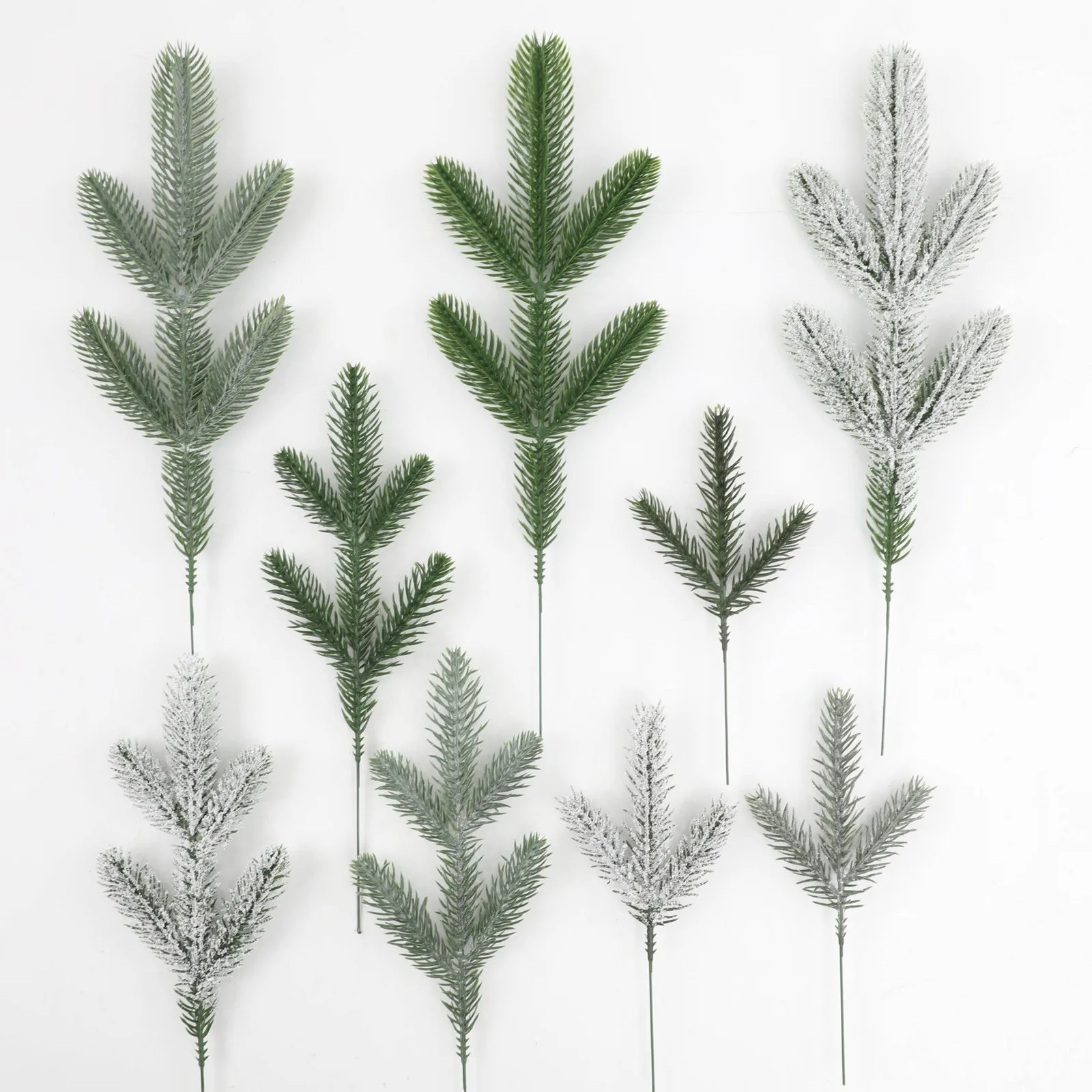 Artificial Pine Needles Branches Garland Green Plants Christmas Fake Christmas Greenery for Xmas DIY Garland(Snow Covered Style)