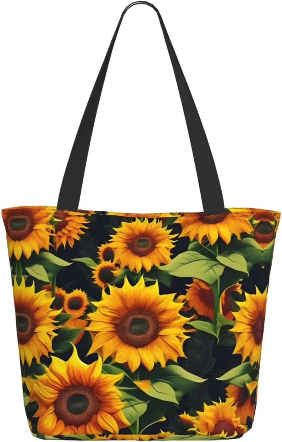 Beautiful sunflower Tote Bag with Zipper for Women Inside Mesh Pocket Heavy Duty Casual Anti-water Cloth Shoulder Handbag