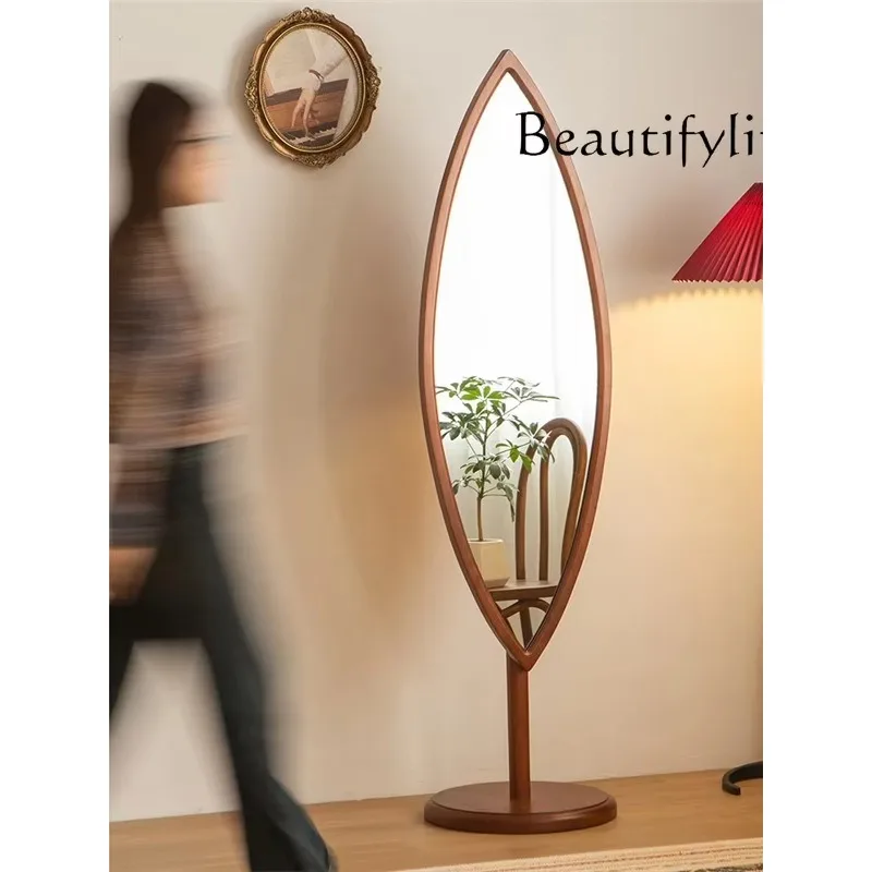R Cherry Retro Floor Mirror Household Solid Wood Full-length Mirror Full-length Mirror Bedroom Simple And Movable