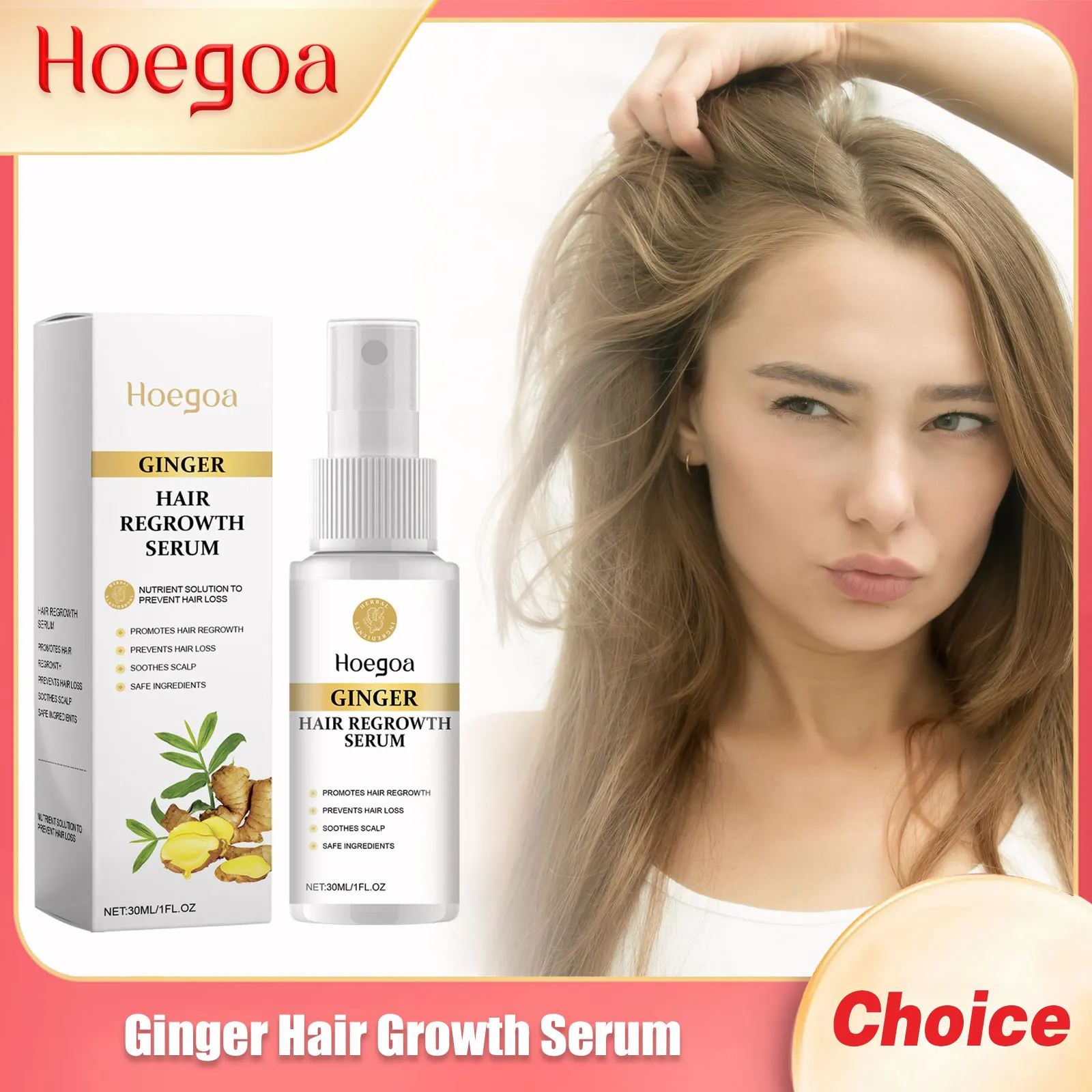 Ginger Hair Growth Serum Increase Hairline Repair Damage Treat Scalp Keep Shiny Strengthen Root Reducing Loss Hair Essential Oil