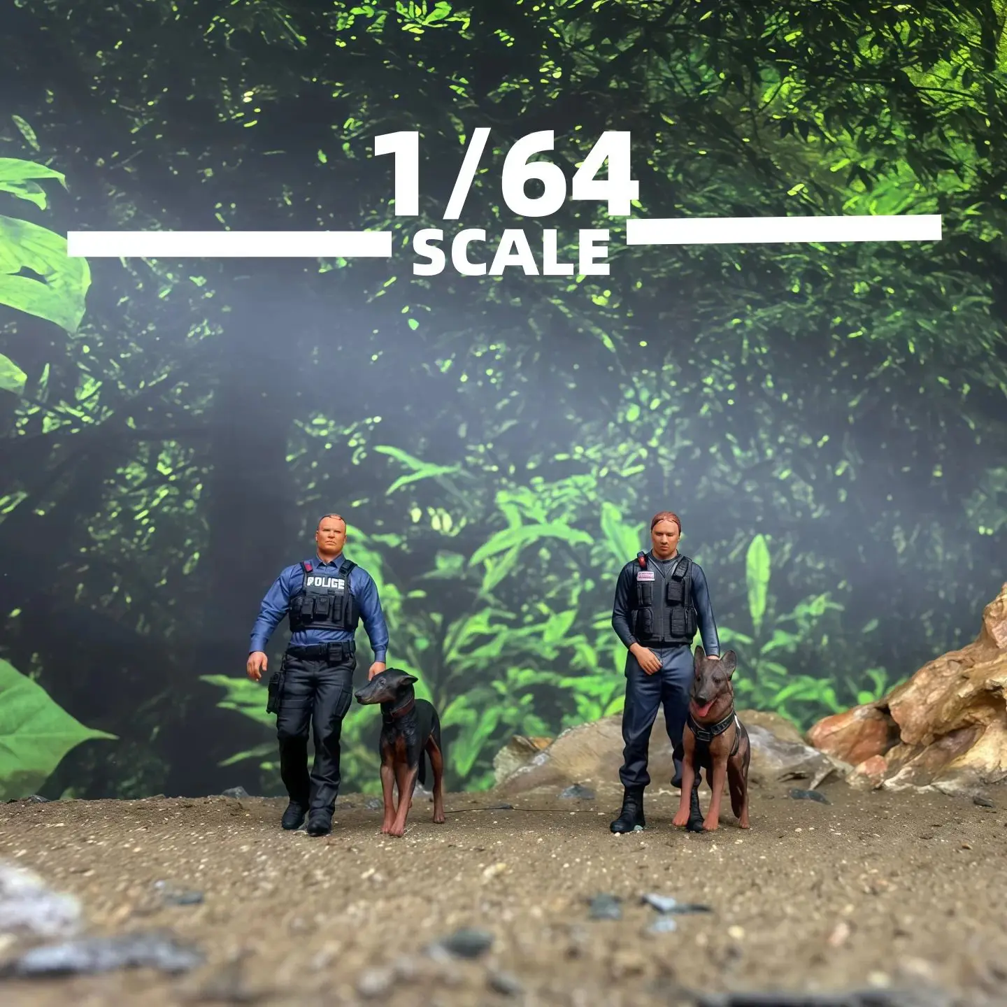 1/64 Figures U.S. Police K9 Unit Military Dog Sandtable Scenes Miniature Dioramas