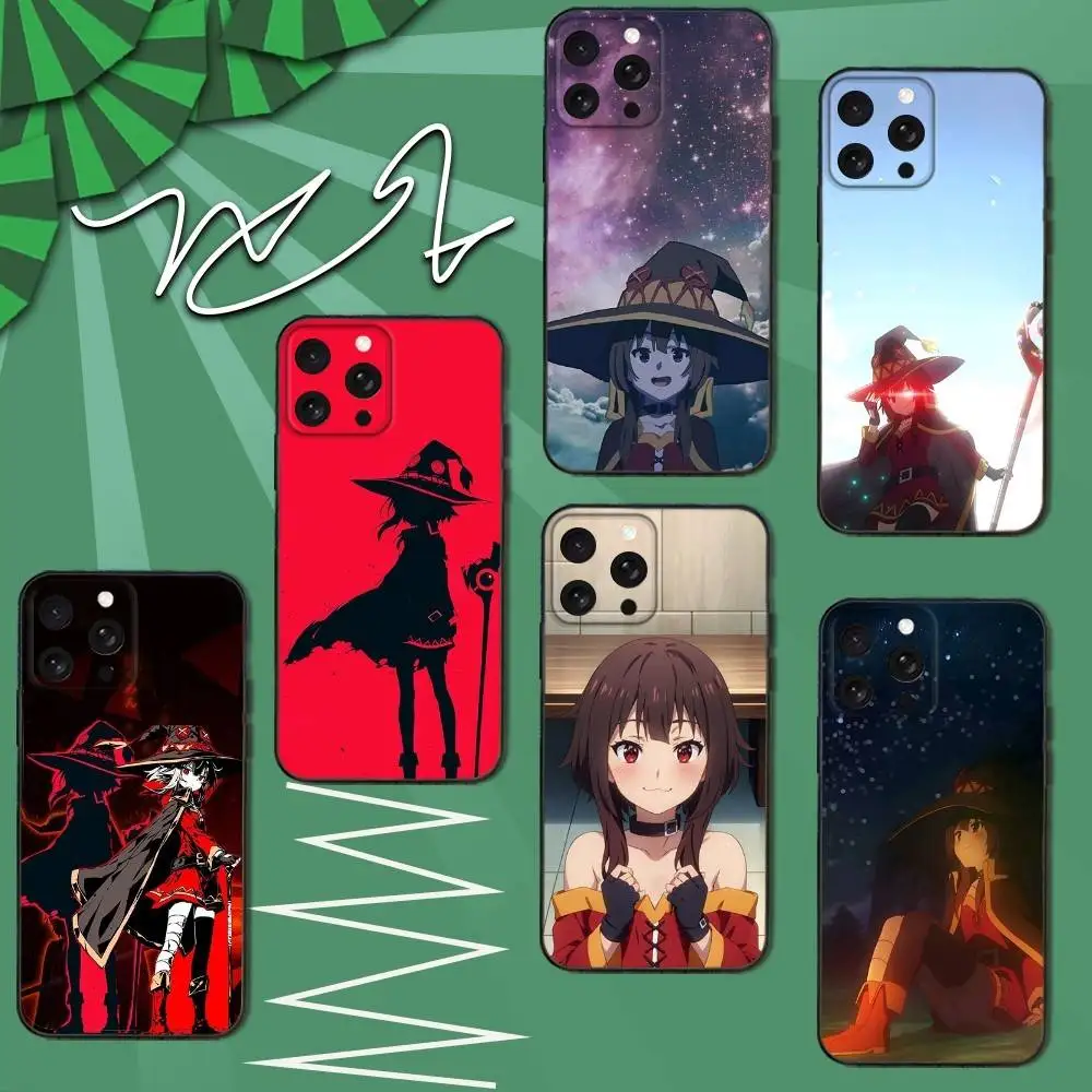 

Magician M-Megumin KonoSuba Phone Case For iPhone 12,13,14,11,12,17,16,15,Plus,Pro Max,XS,X,XR,SE,Mini,Soft Silicone Black Cover