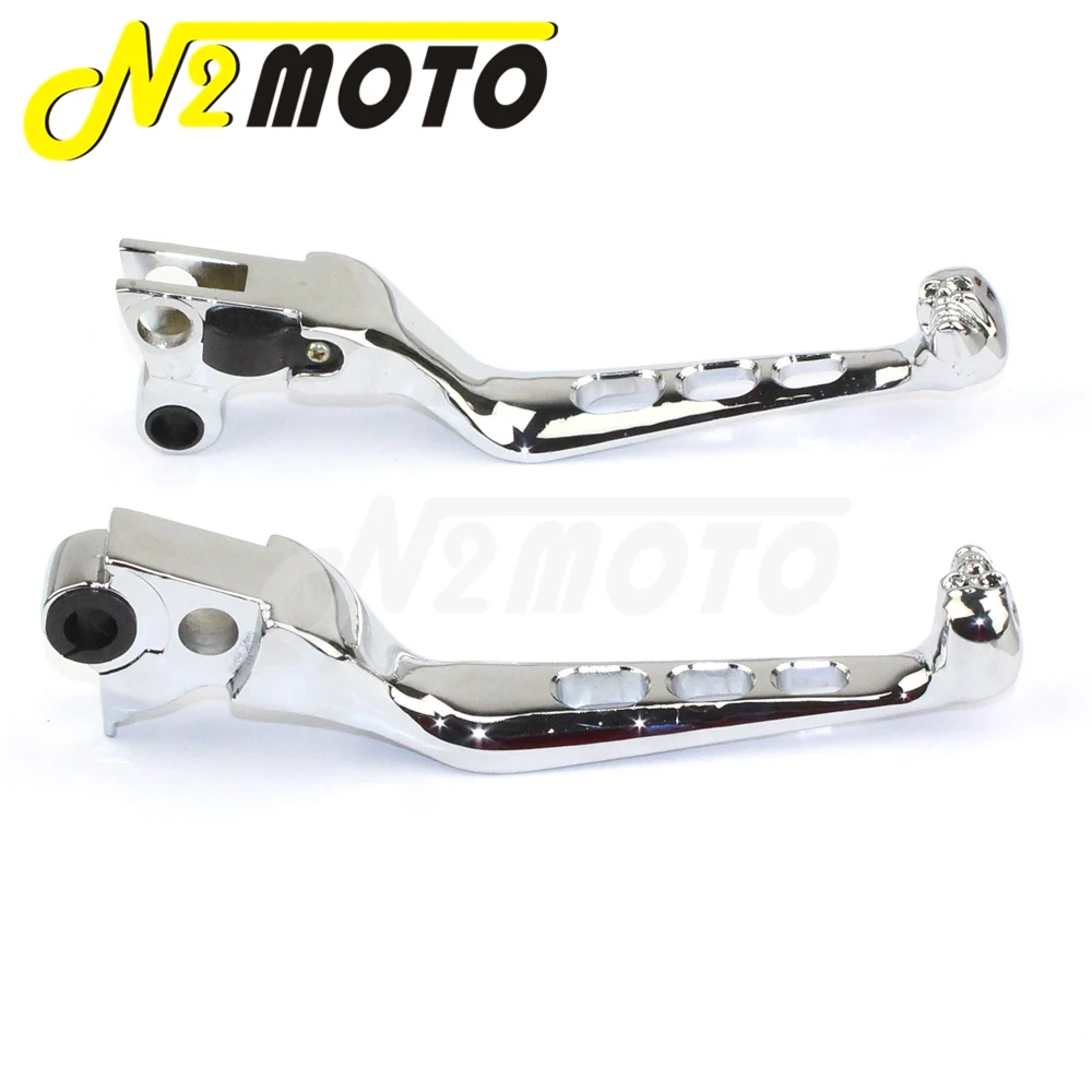 Aluminum Skull Brake Clutch Lever Handlebar Chrome Brake Levers For Harley Sportster XL 883 1200 Heritage Softail Dyna Touring