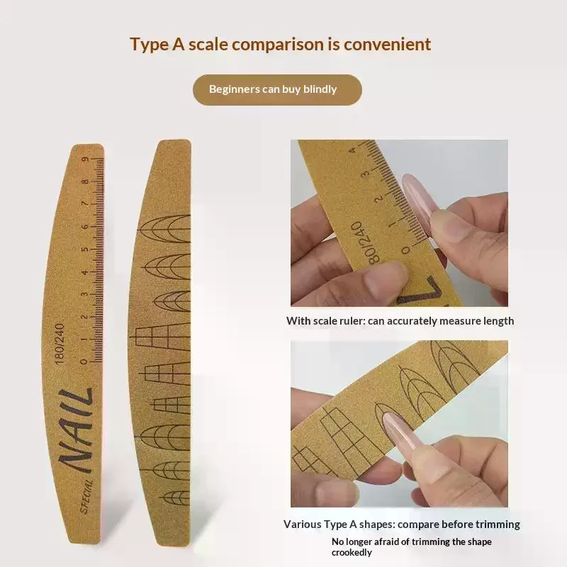 5 Pcs Nail File Set With Scale Nail Art Double-sided 80-240 Grit Nail File Grinding Sanding Buffer Buffing Manicure Tool