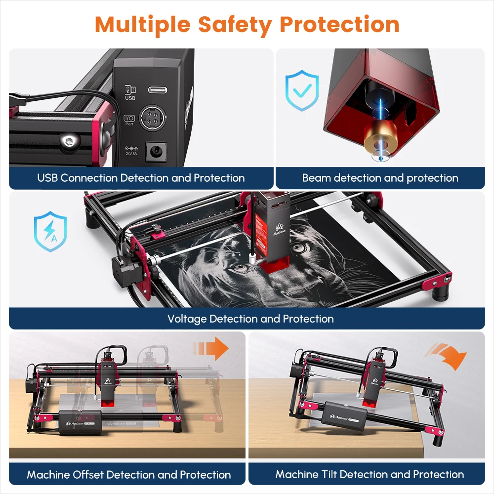 Algolaser-Mini Laser Master Engraver Cutter, Portable Logo Printer, Calcular Working Tool, CNC Machine, Offline Control, DIY, 10W, 315x300mm