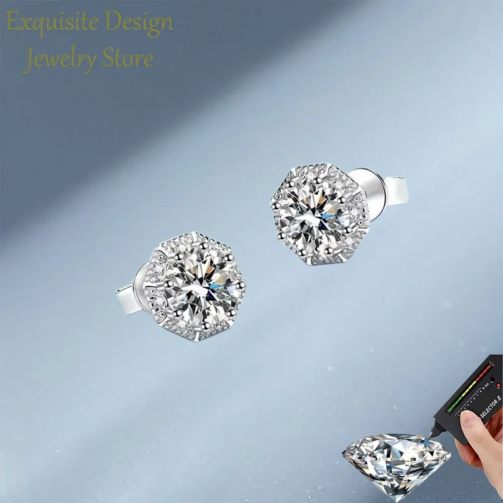 

Classic Ladys Each 1CT Real Moissanite Diamond Stud Earrings for Women, PT950 Sparkly Jewelry Earring for Family Birthday Gift