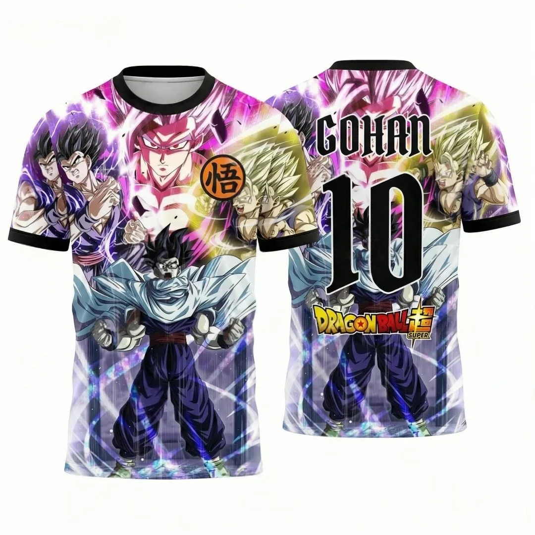 

2026 Dragon Ball Wukong Football Suit Anime Pattern 3D Printing T-shirt Sports Quick Drying Men's T-shirt Children's T-shirt