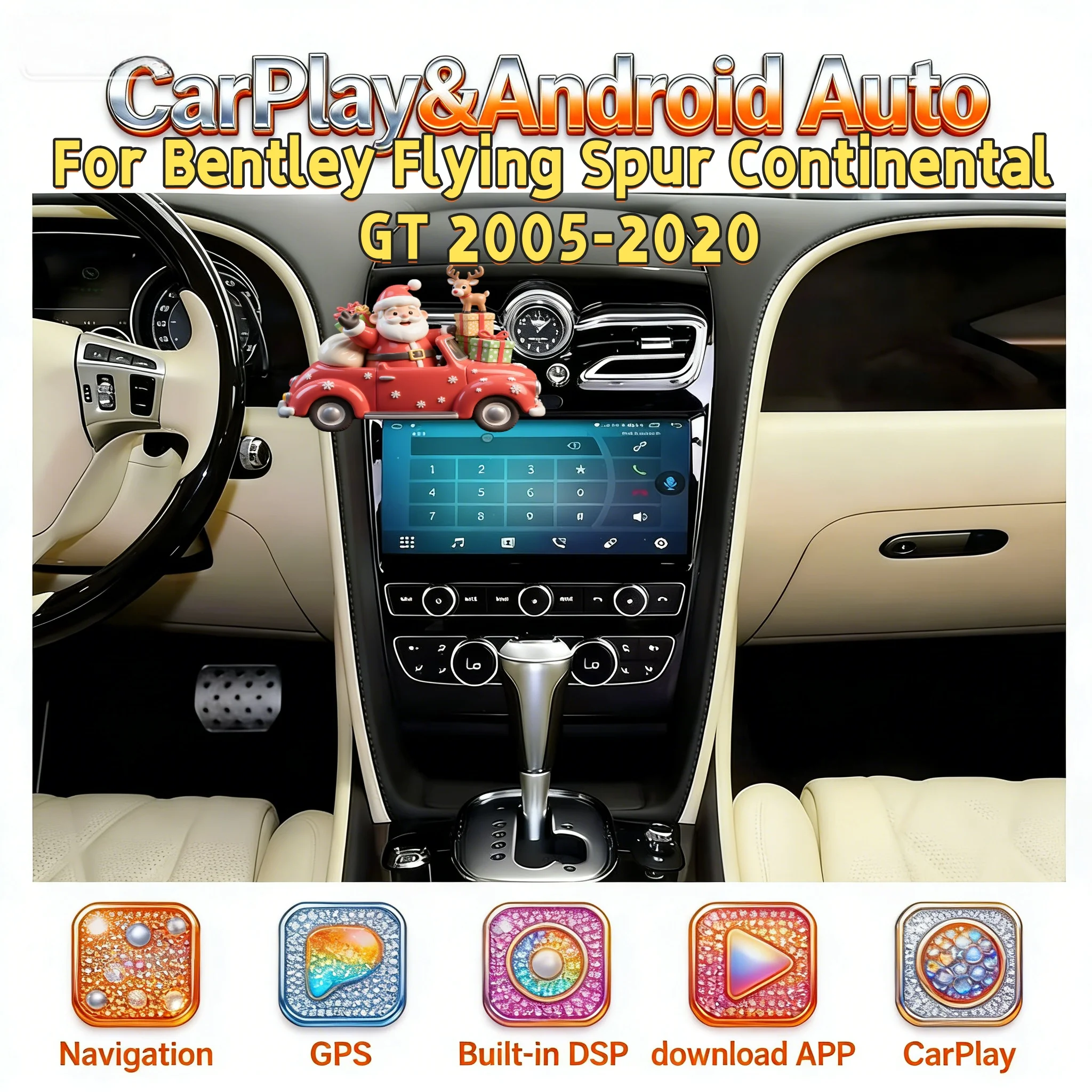 10.9 inch Multimedia Wireless CarPlay Player For Bentley Flying Spur Continental GT 2005-2020 Android Car GPS Navi Radio DSP