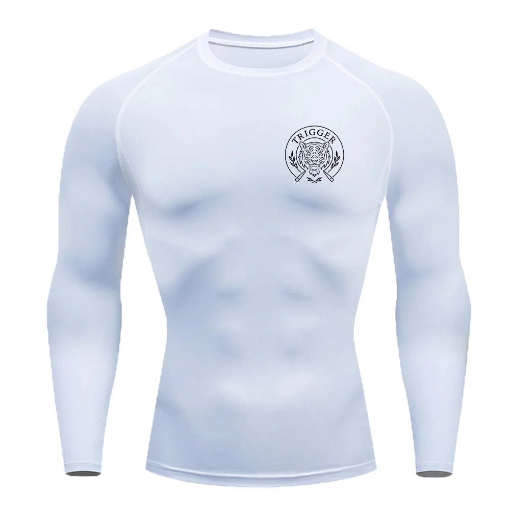 Long Sleeved Men's Gym Running Tight Fitting Men's Outdoor Training Jogging Shirt Quick Drying Shirt Warm Printed Classic Lightw