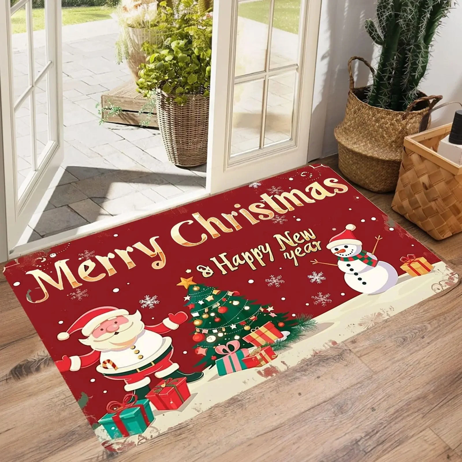 VIKAMA Merry Christmas Collection Doormat Soft, Cosy And Sound-Absorbing Entrance Hall Doormat Bathroom Carpet Home Décor