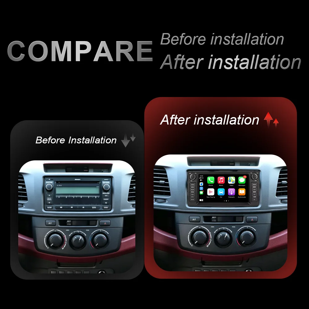 Android 16 Car  GPS Navigation For Toyota Hilux 2002-2009 Auto Multimedia Player QLED Screen Dash Cam Carplay NO 2din 4G Wifi view 2