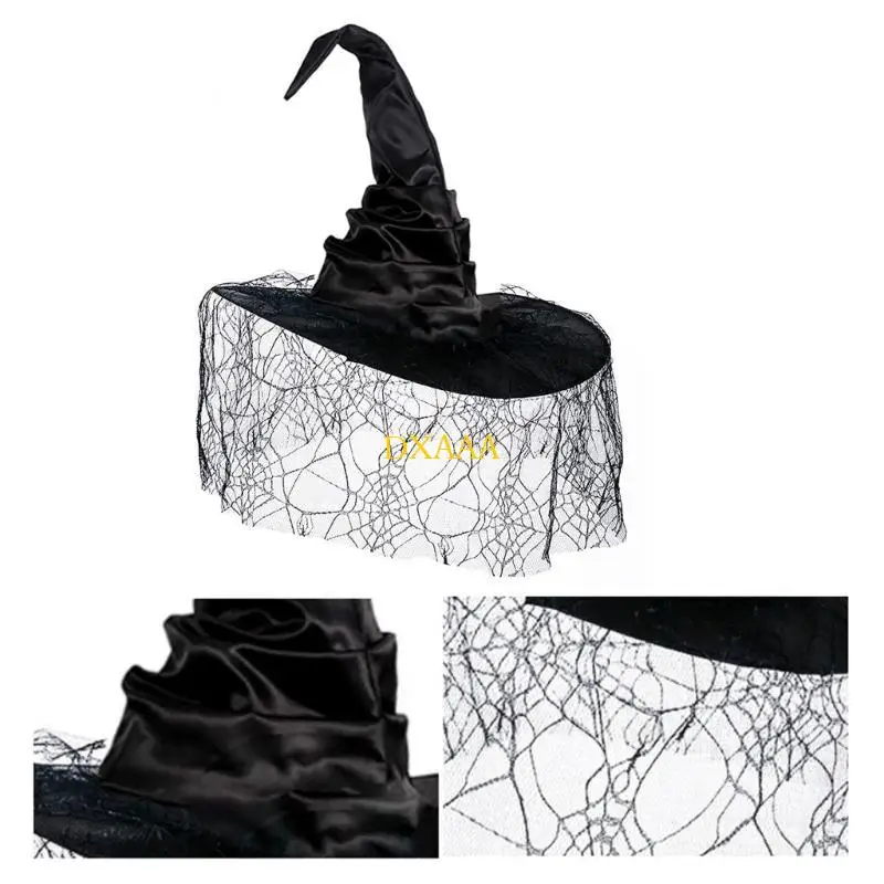 DXAA – ensemble d'accessoires Costume sorcière d'halloween, voile d'araignée noire, chapeau, gants, masque, tenue pour