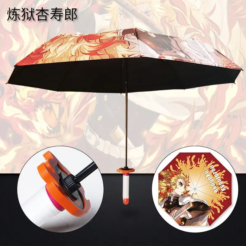 Demon Slayer Katana Umbrella Cosplay Nichirin Sword Shape Rain Sun Umbrella Anime Kimetsu No Yaiba Portable Parasol Holiday Gift