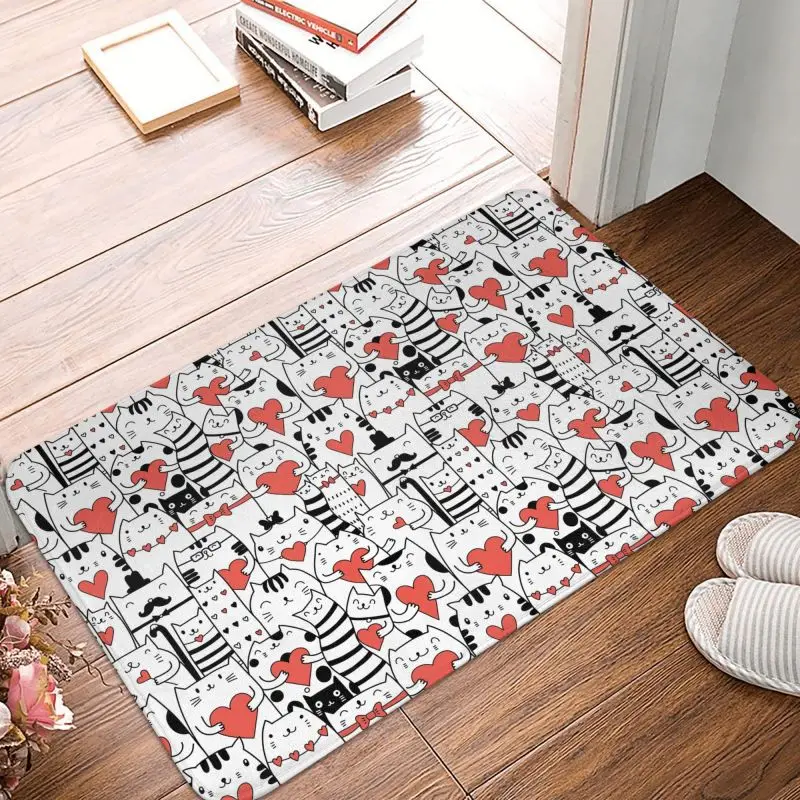 Custom Colorful Cartoon Kitten Cat Doormat Non-Slip Entrance Bathroom Kitchen Floor Door Mat Living Room Rug Carpet Footpad