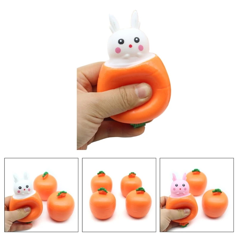 Squeezable Carrot Rabbit Toy for Children Popup Novelty TPR  Handsqueeze Pinch Toy for Autistic Kids Party Props P31B